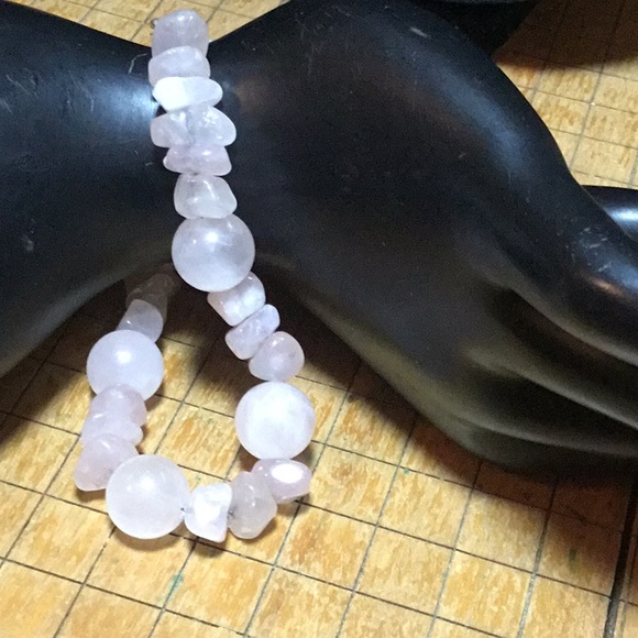 Semiprecious Stone Rose Quartz Crystal Bracelet 8”L Silver Tone Clasp EVC - Picture 3 of 7